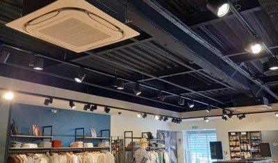 Remplacement d'éclairage "Cloche" par Rampe de spots Leds dans un magasin par électricien à Thonon / Margencel